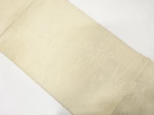 アンティーク　絽雪輪に貝桶・花・笙模様織出し丸帯（材料）